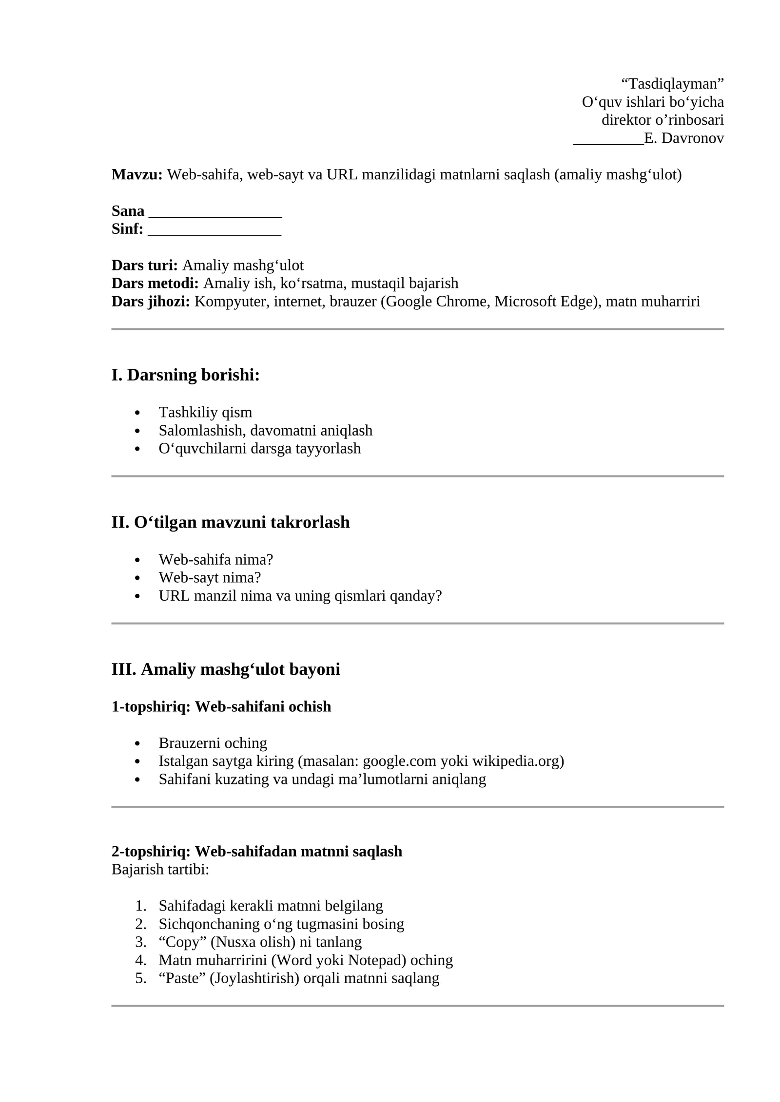 Web-sahifa, web-sayt va URL manzilidagi matnlarni saqlash (amaliy mashg‘ulot)