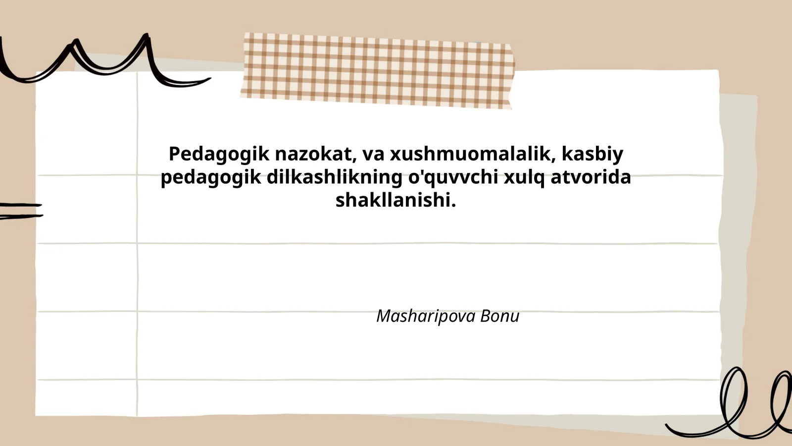 Pedagogik nazokat, va xushmuomalalik, kasbiy pedagogik dilkashlikning o'quvvchi xulq atvorida shakllanishi
