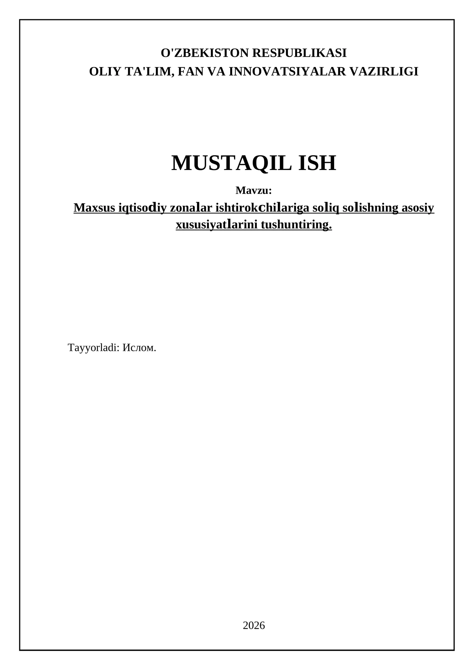 Maxsus iqtisodiy zonalar ishtirokchilariga soliq solishning asosiy xususiyatlarini tushuntiring