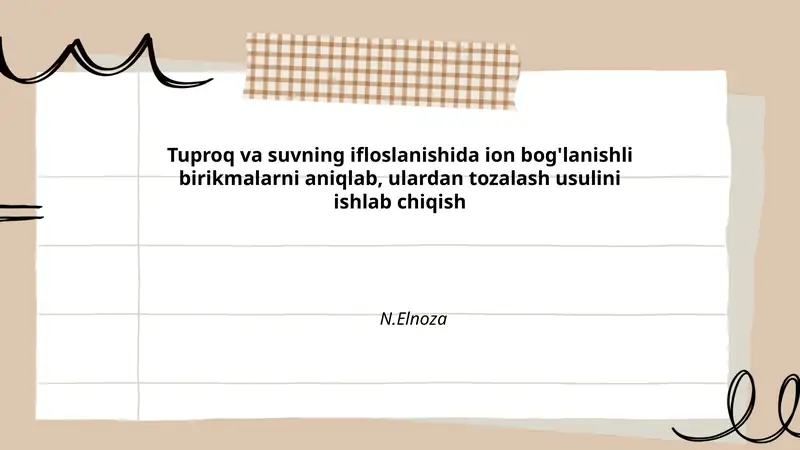 Ion-Bog'li Birikmalar Va Ulardan Tozalash Usullari
