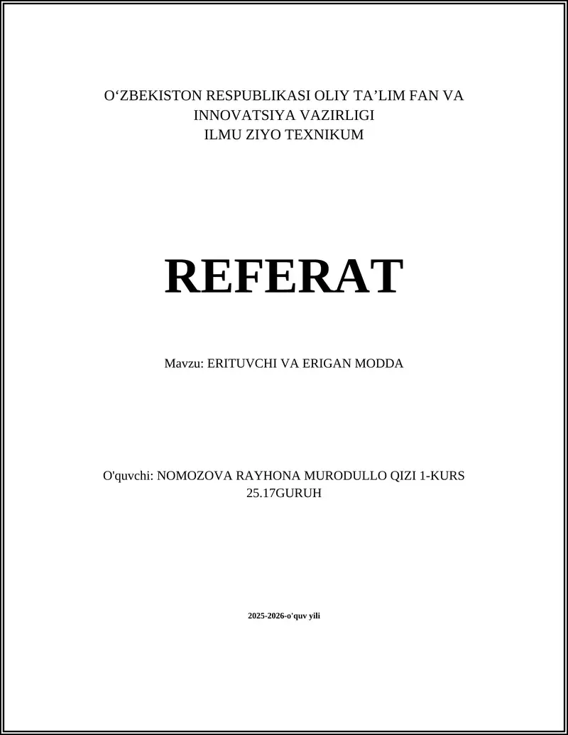 ERITUVCHI VA ERIGAN MODDA