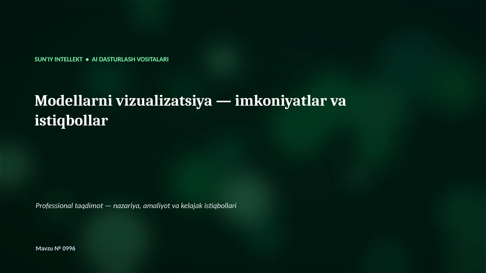 SUN'IY INTELLEKT • AI DASTURLASH VOSITALARI