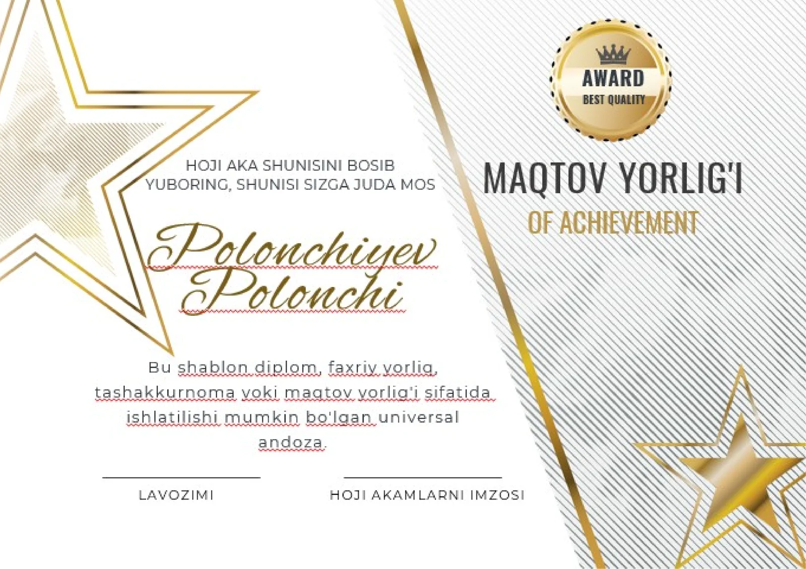 MAQTOV YORLIG'I