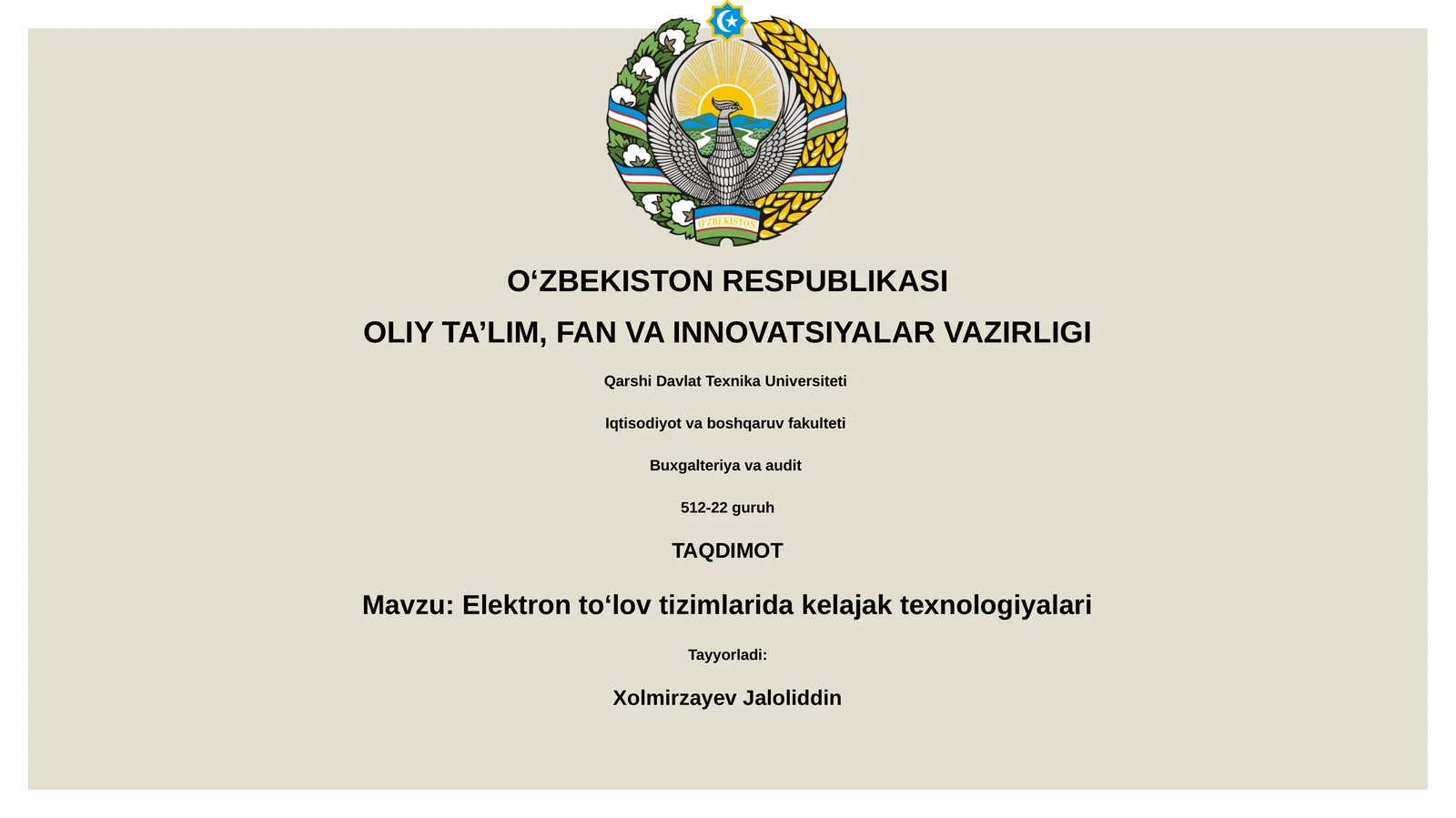 Elektron toʻlov tizimlarida kelajak texnologiyalari