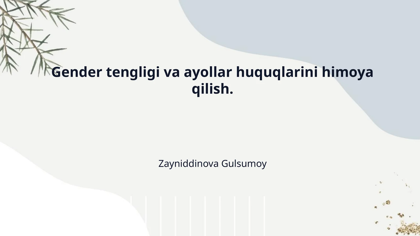 Gender tengligi va ayollar huquqlarini himoya qilish.