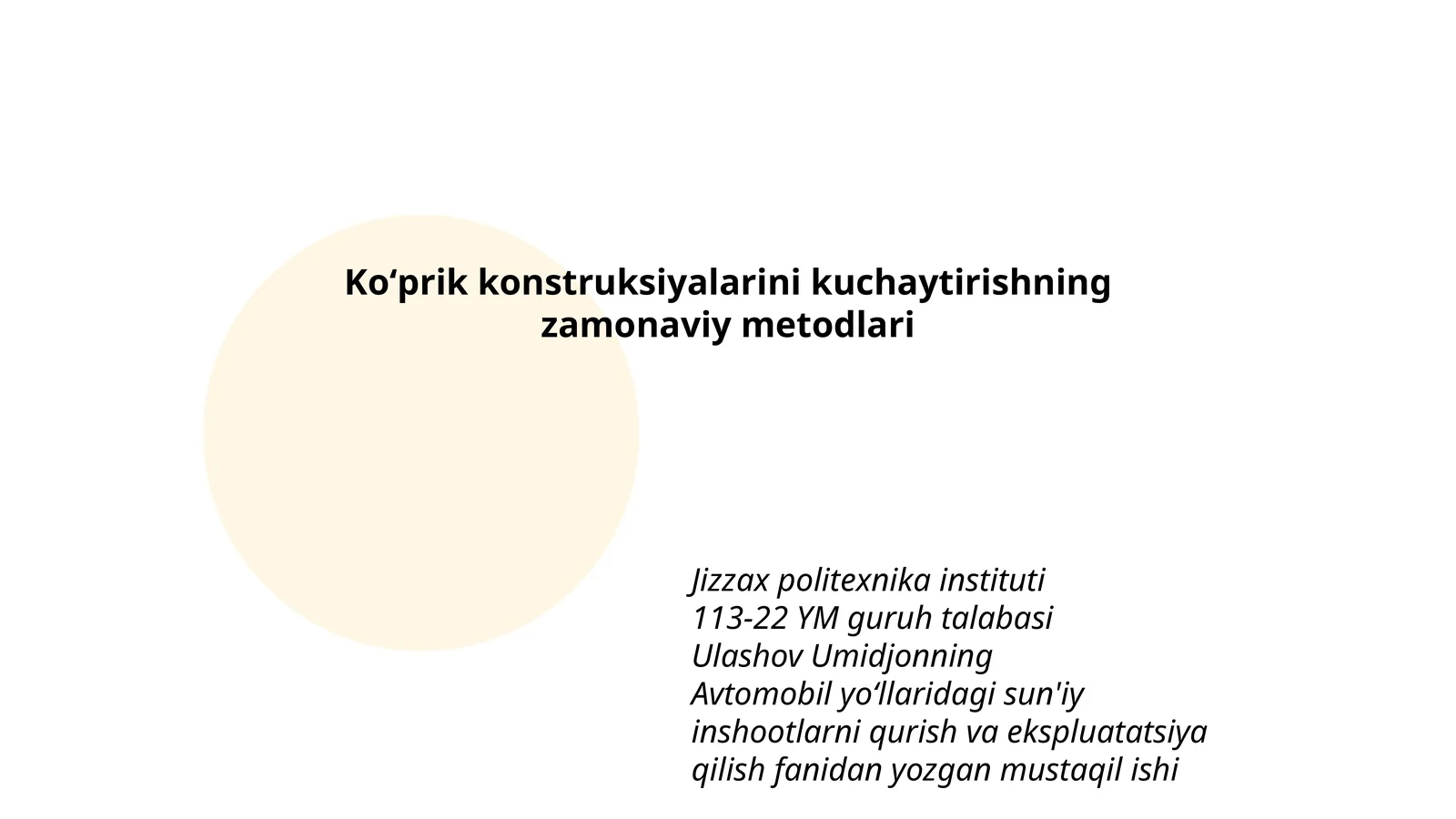 Koʻprik konstruksiyalarini kuchaytirishning zamonaviy metodlari