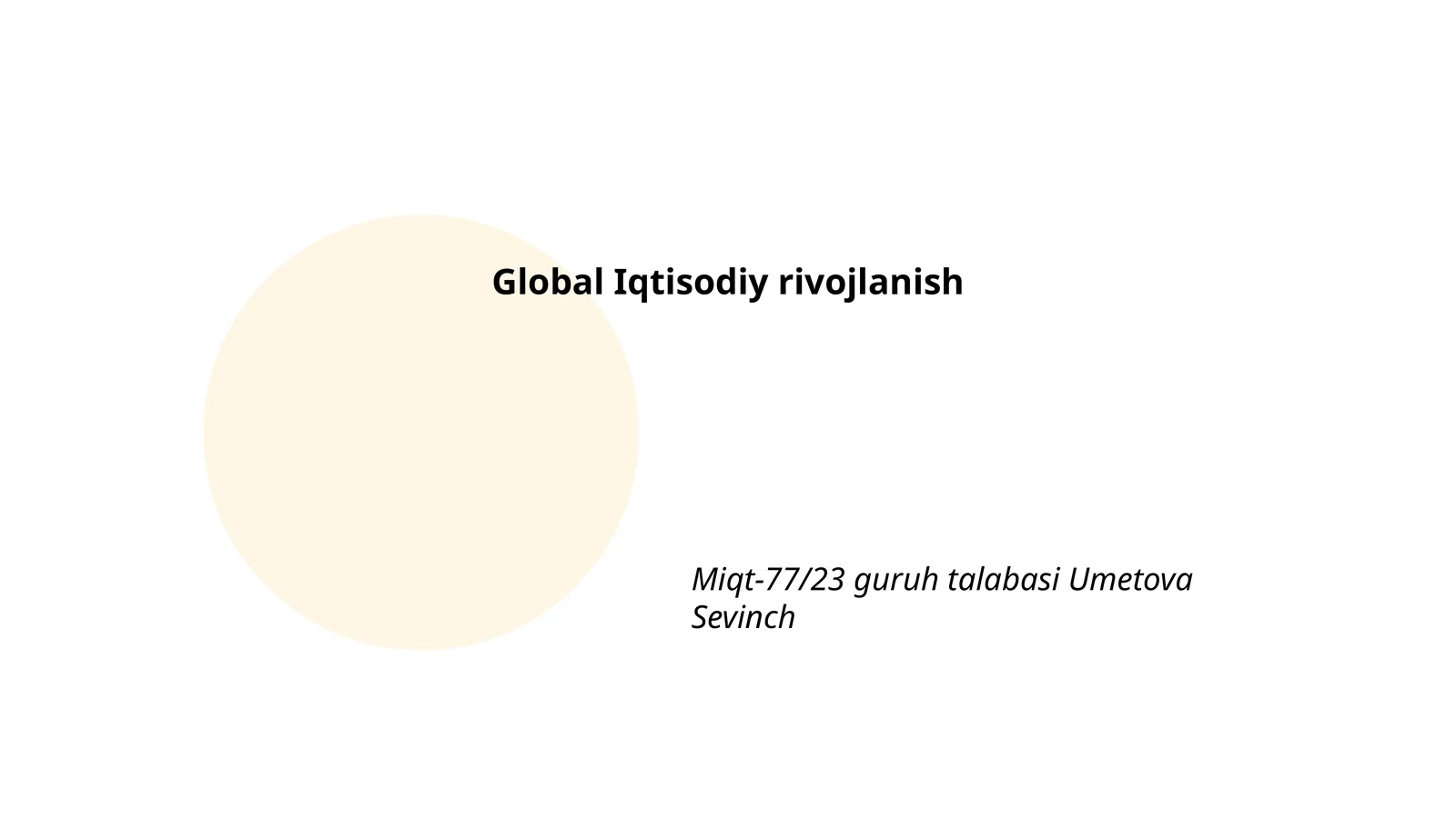 Global Iqtisodiy rivojlanish