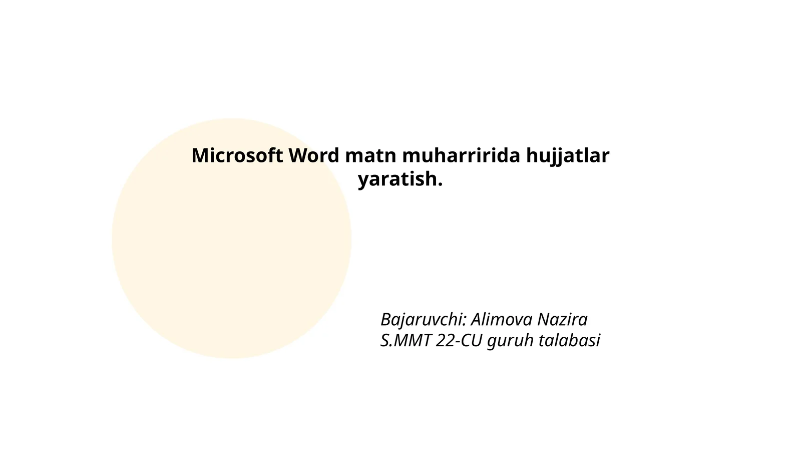 Microsoft Word matn muharririda hujjatlar yaratish