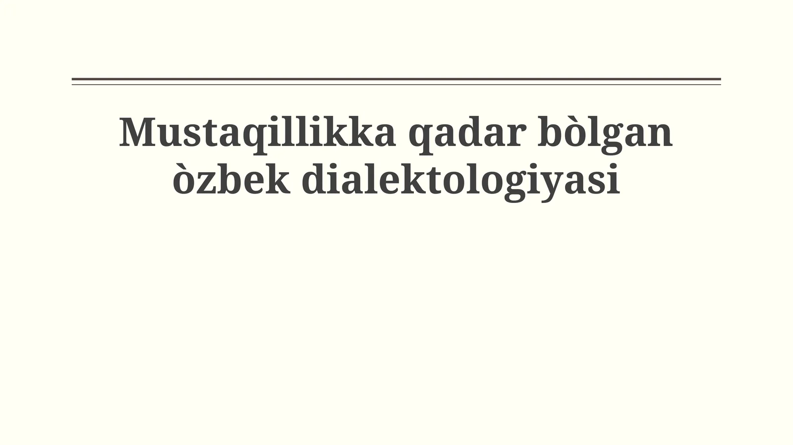 Oʻzbek Dialetlogiyasi