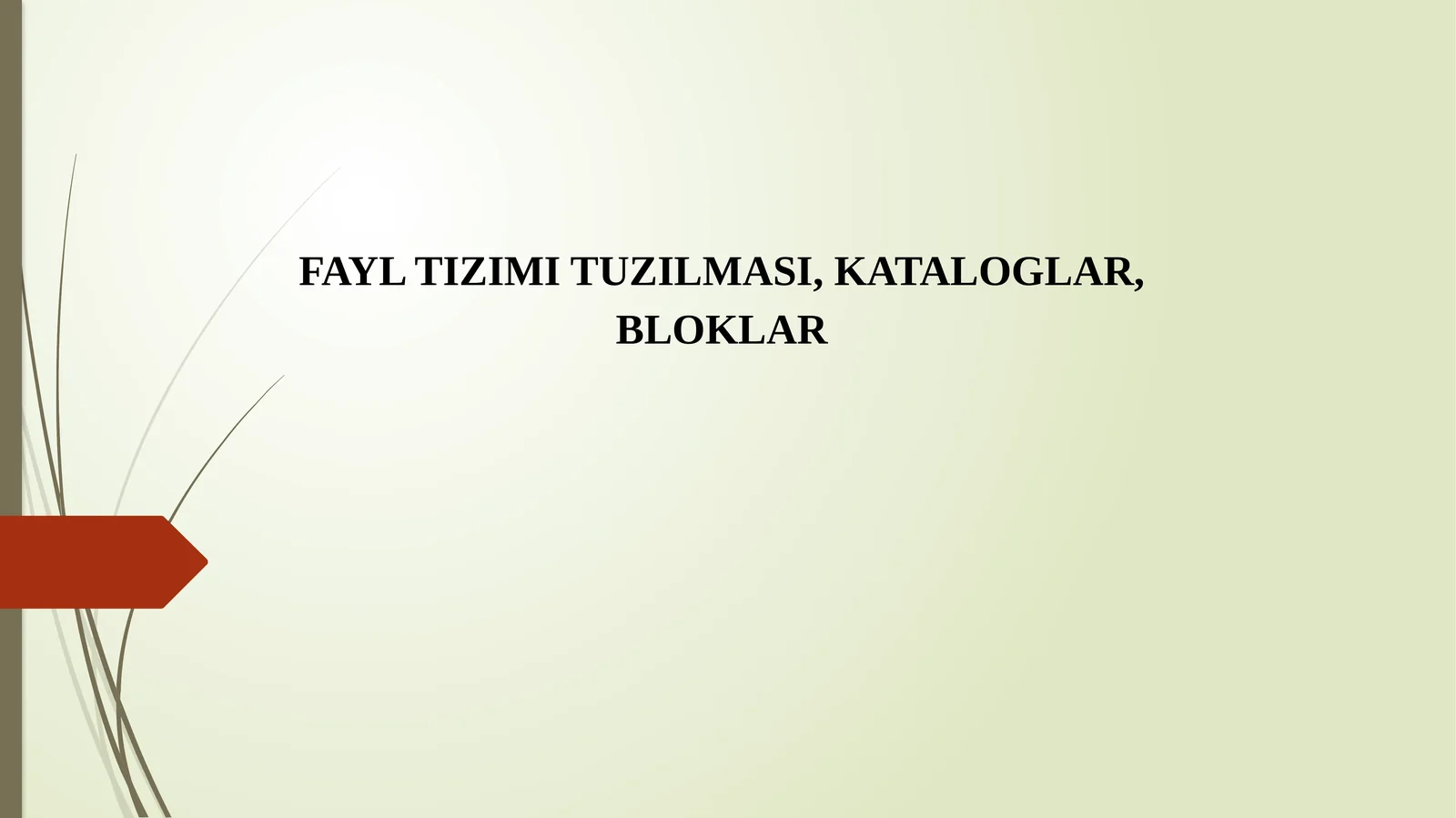 FAYL TIZIMI TUZILMASI, KATALOGLAR, BLOKLAR