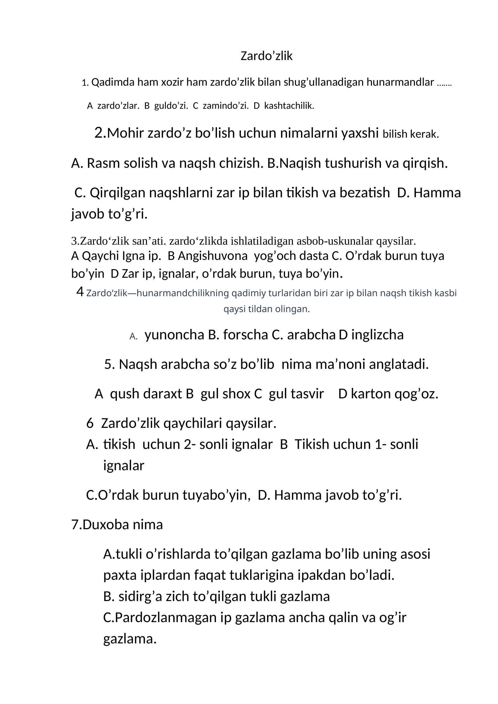 Zardo’zlik