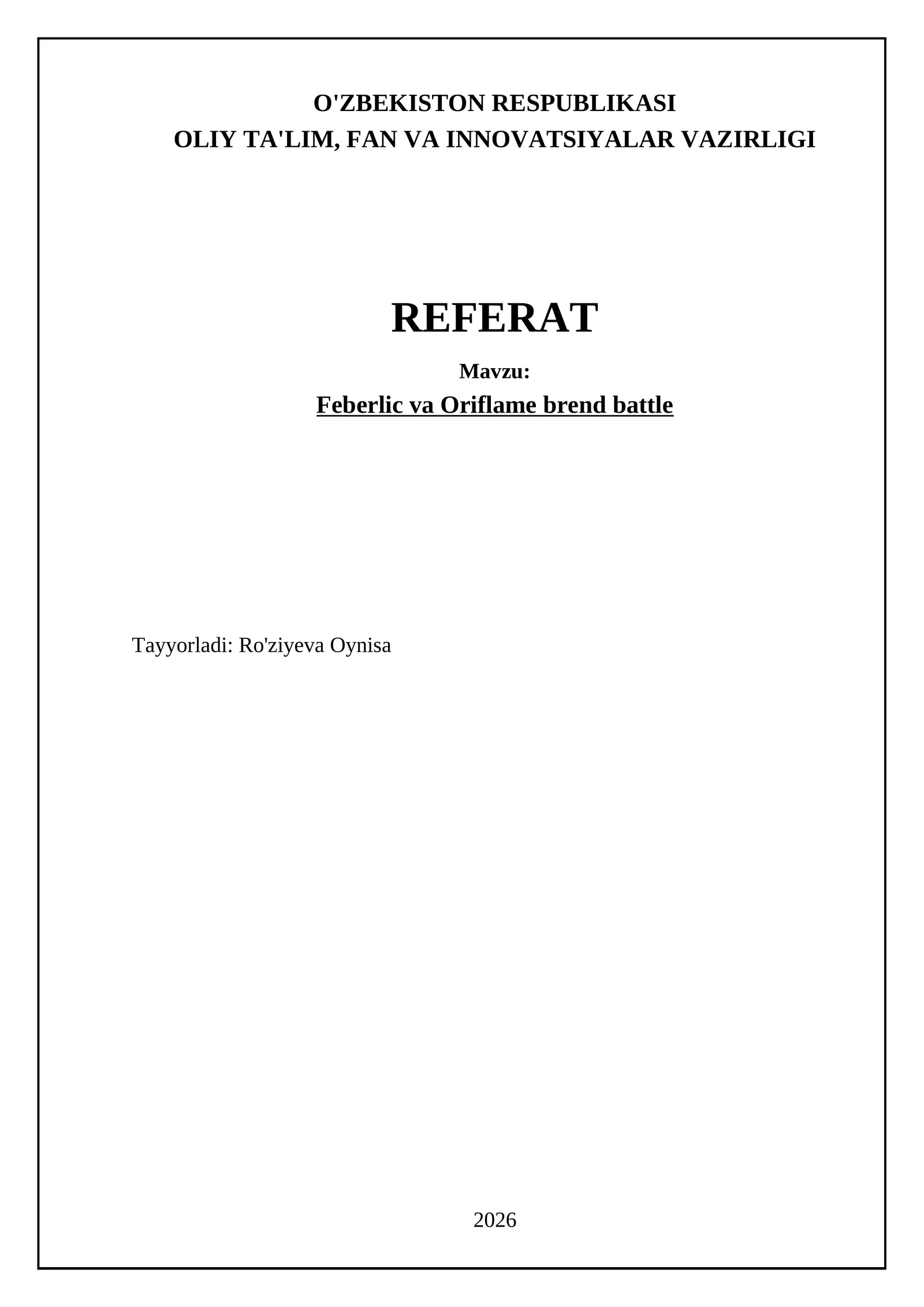 Feberlic va Oriflame brend battle