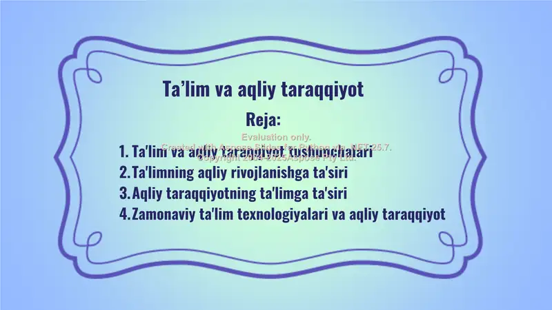 Ta'lim va aqliy taraqqiyot tushunchalari