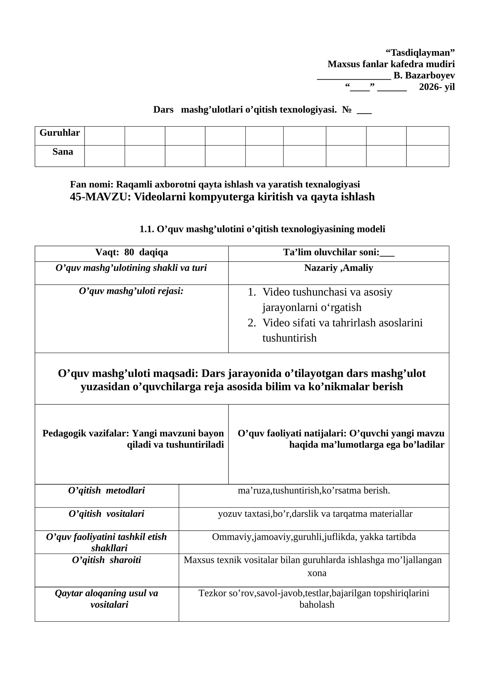 Raqamli axborotni qayta ishlash va yaratish texnologiyasi