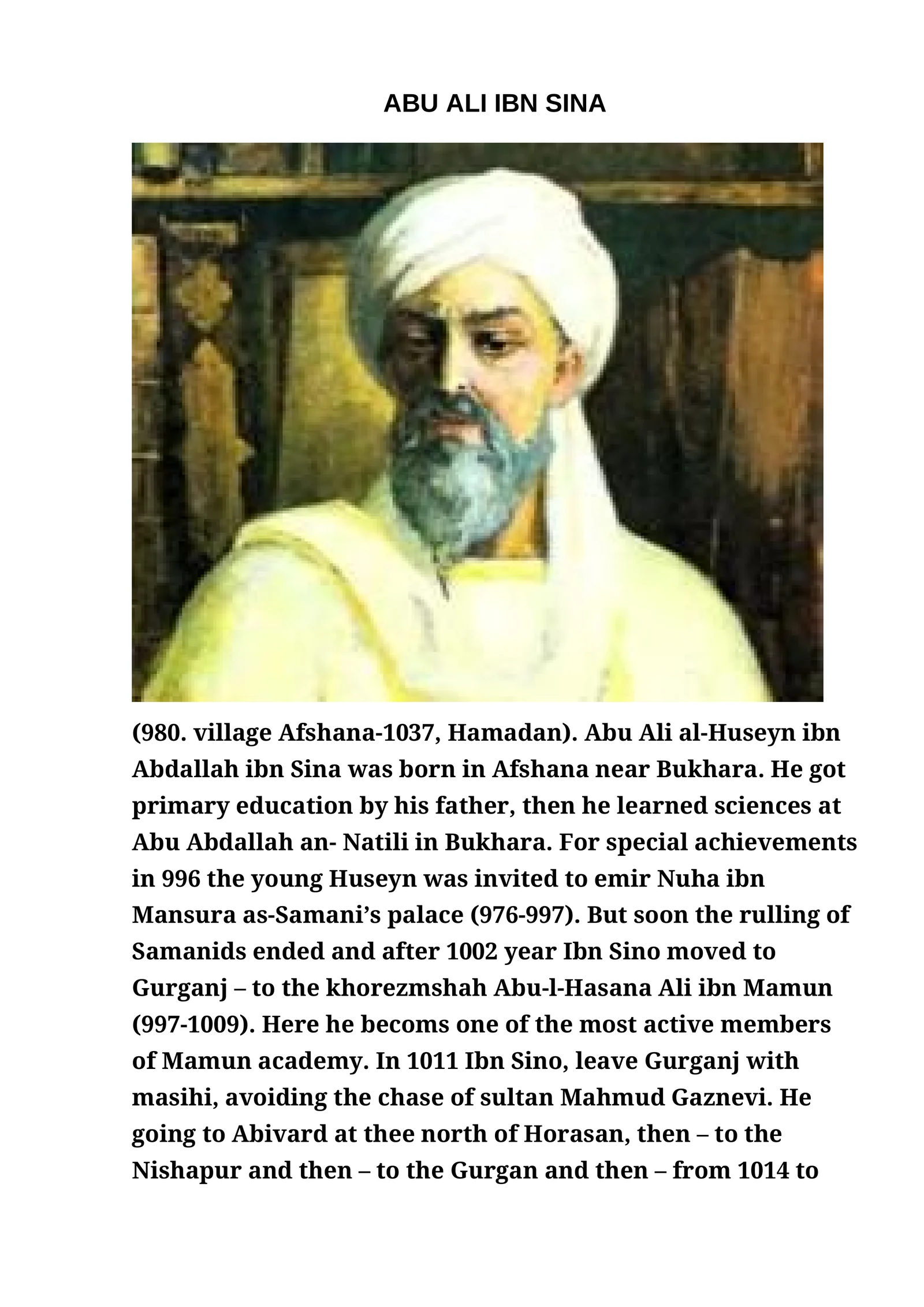 ABU ALI IBN SINA