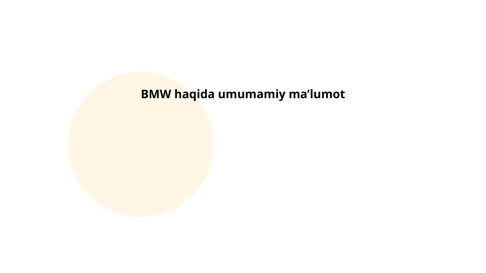 BMW haqida umumamiy ma’lumot