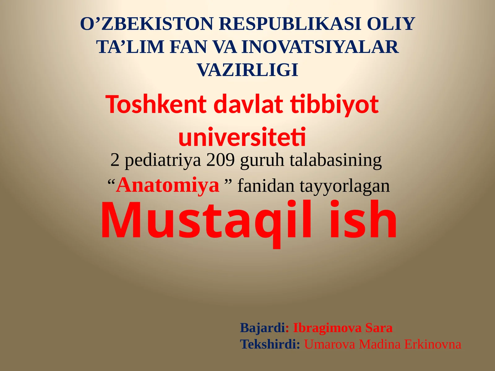 Anatomiya fanidan mustaqilish