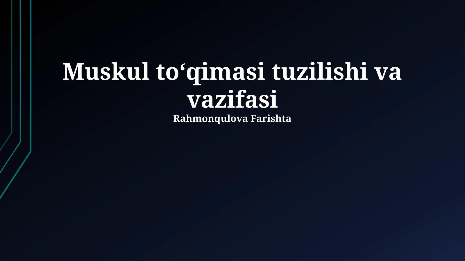 Mushak toʻqimasi tuzilishi va vazifasi
