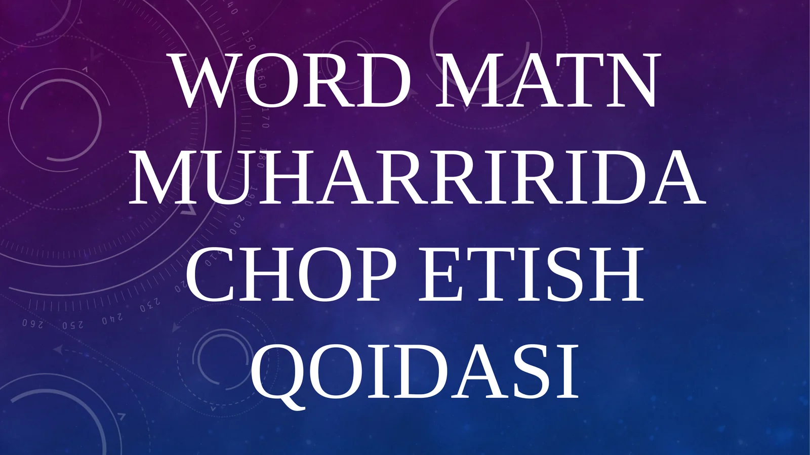 Worddagi chop etish qoidalari