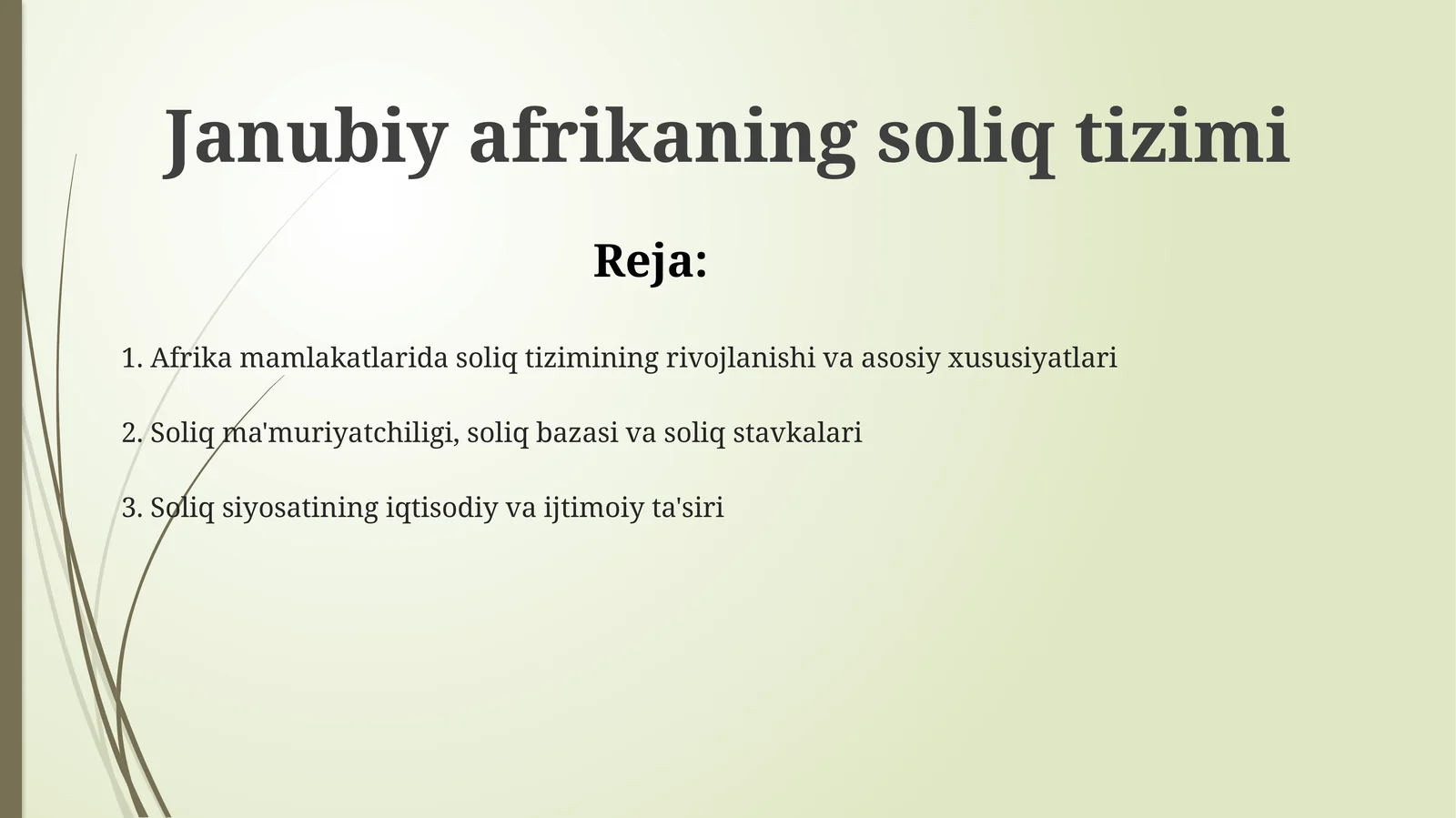Janubiy afrikaning soliq tizimi