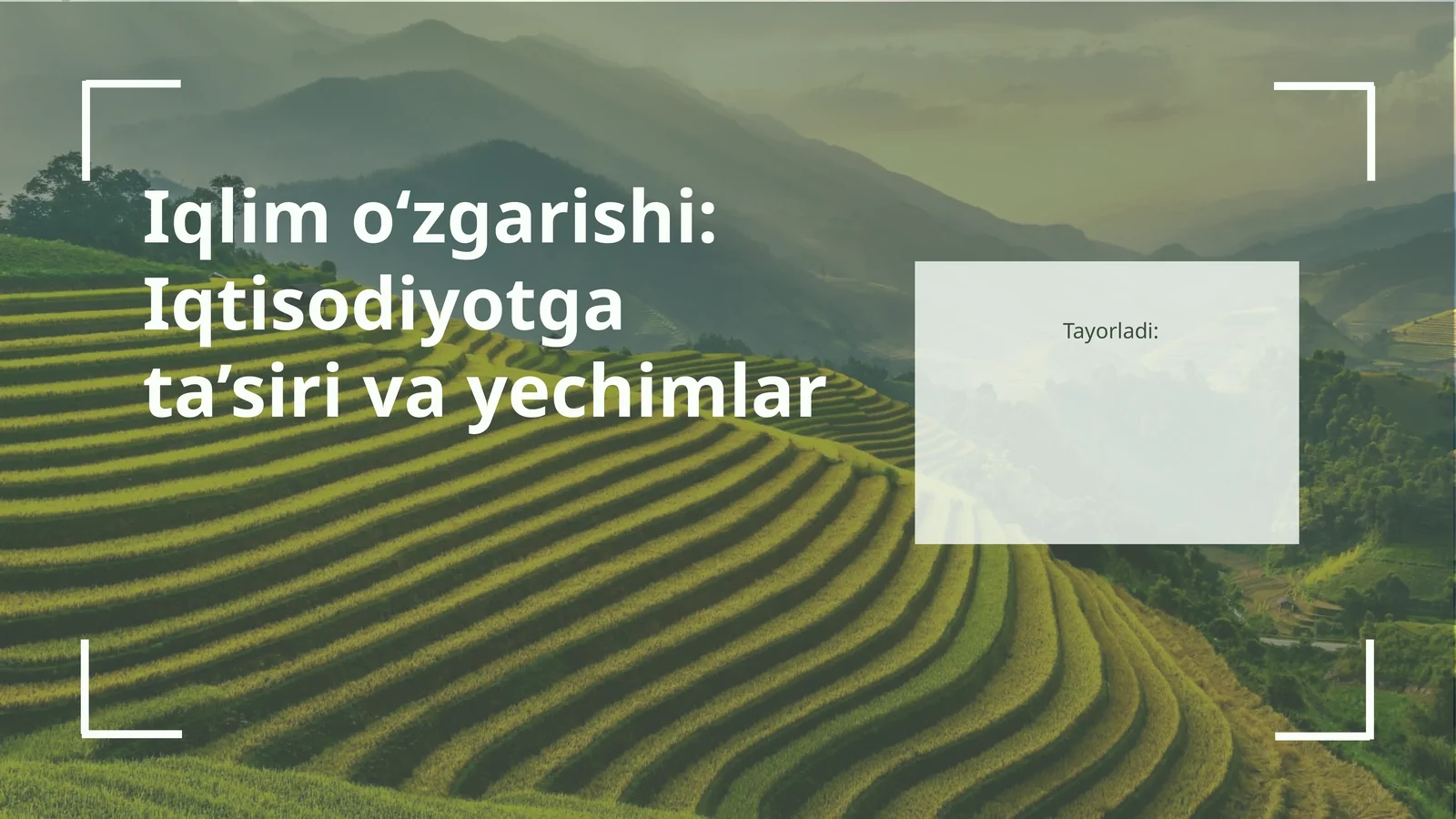 Iqlim o zgarishi  Iqtisodiyotga ta siri va yechimlar