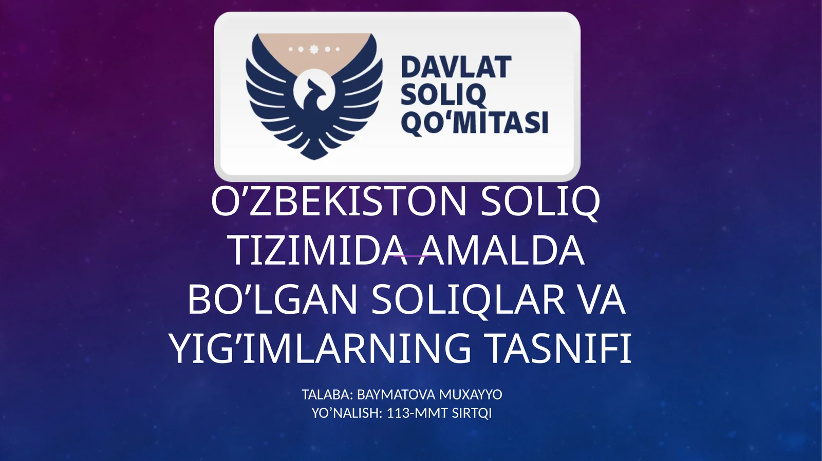O’zbekiston soliq tizimida amalda bo’lgan soliqlar va yig’imlarning tasnifi