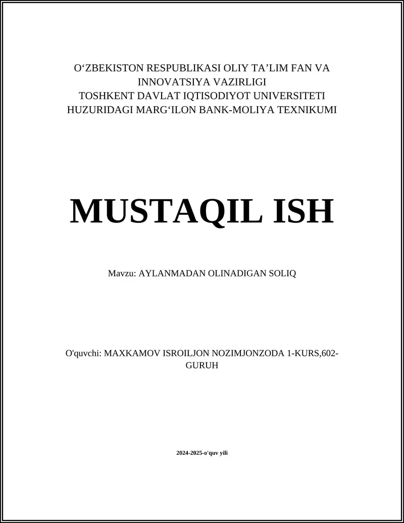 Aylanmadan olinadigan soliqlar