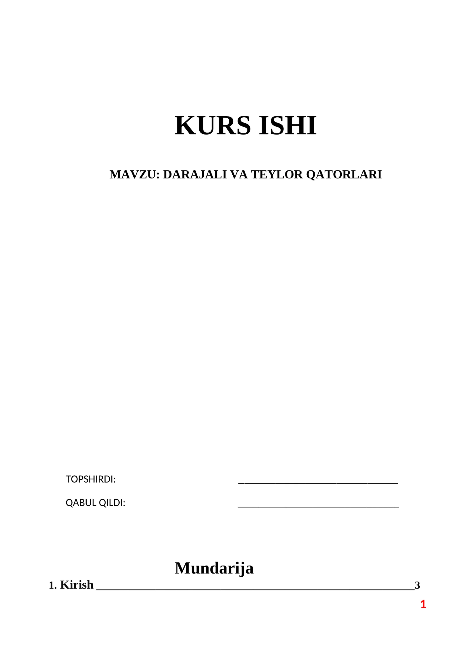 Darajali va Teylor qatorlari