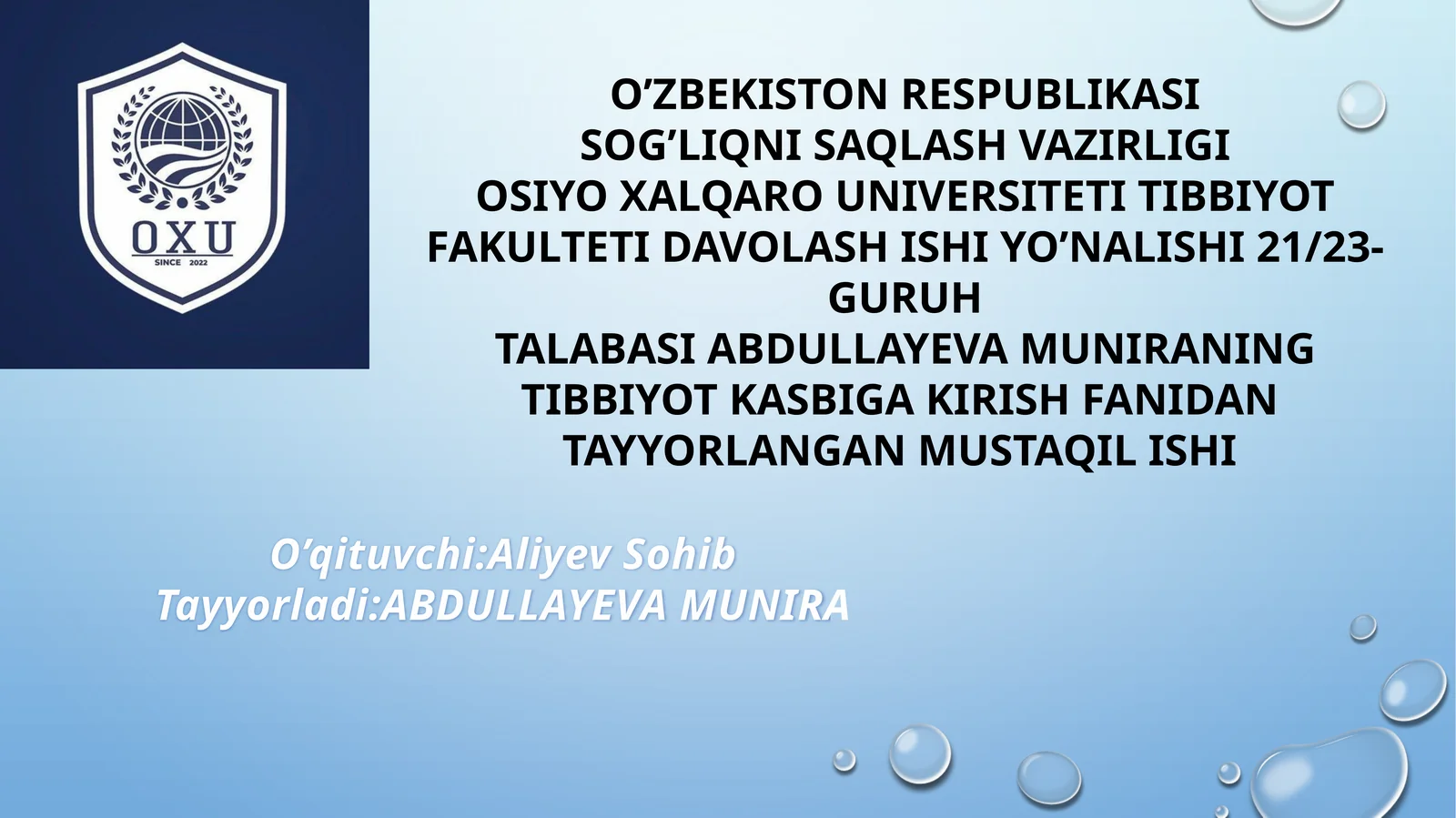 Tibbiyot deontologiyasi va uning asoslari