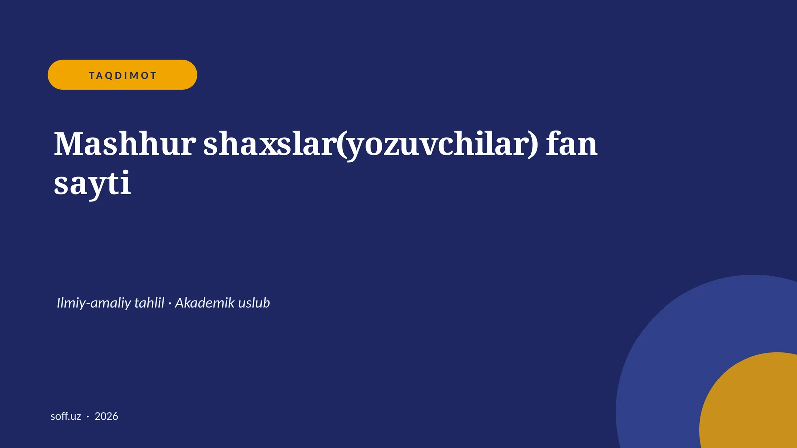 Mashhur shaxslar(yozuvchilar) fan sayti