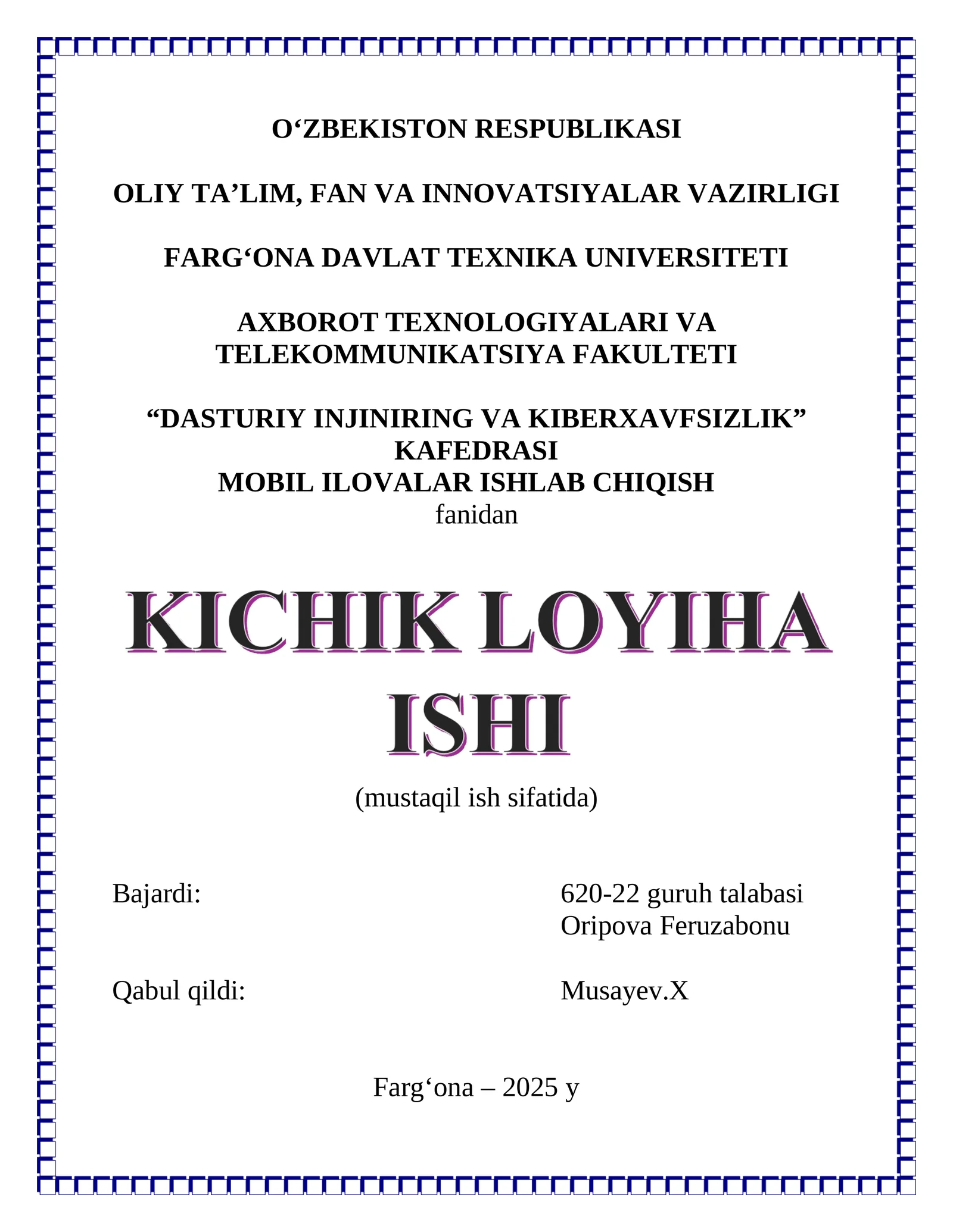 MOBIL ILOVALAR ISHLAB CHIQISH