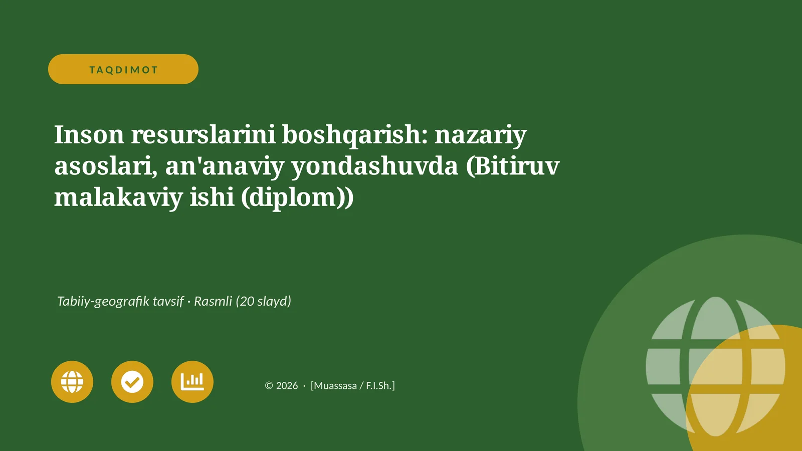 Inson resurslarini boshqarish: nazariy asoslari, an'anaviy yondashuvda (Bitiruv malakaviy ishi (diplom))