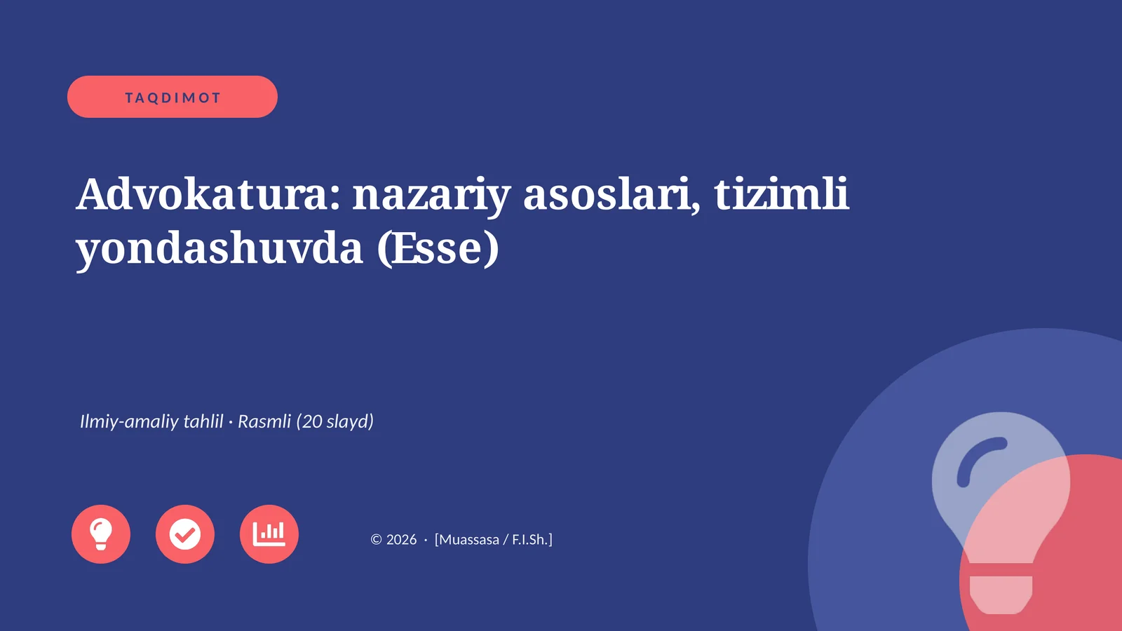 Advokatura: nazariy asoslari, tizimli yondashuvda (Esse)