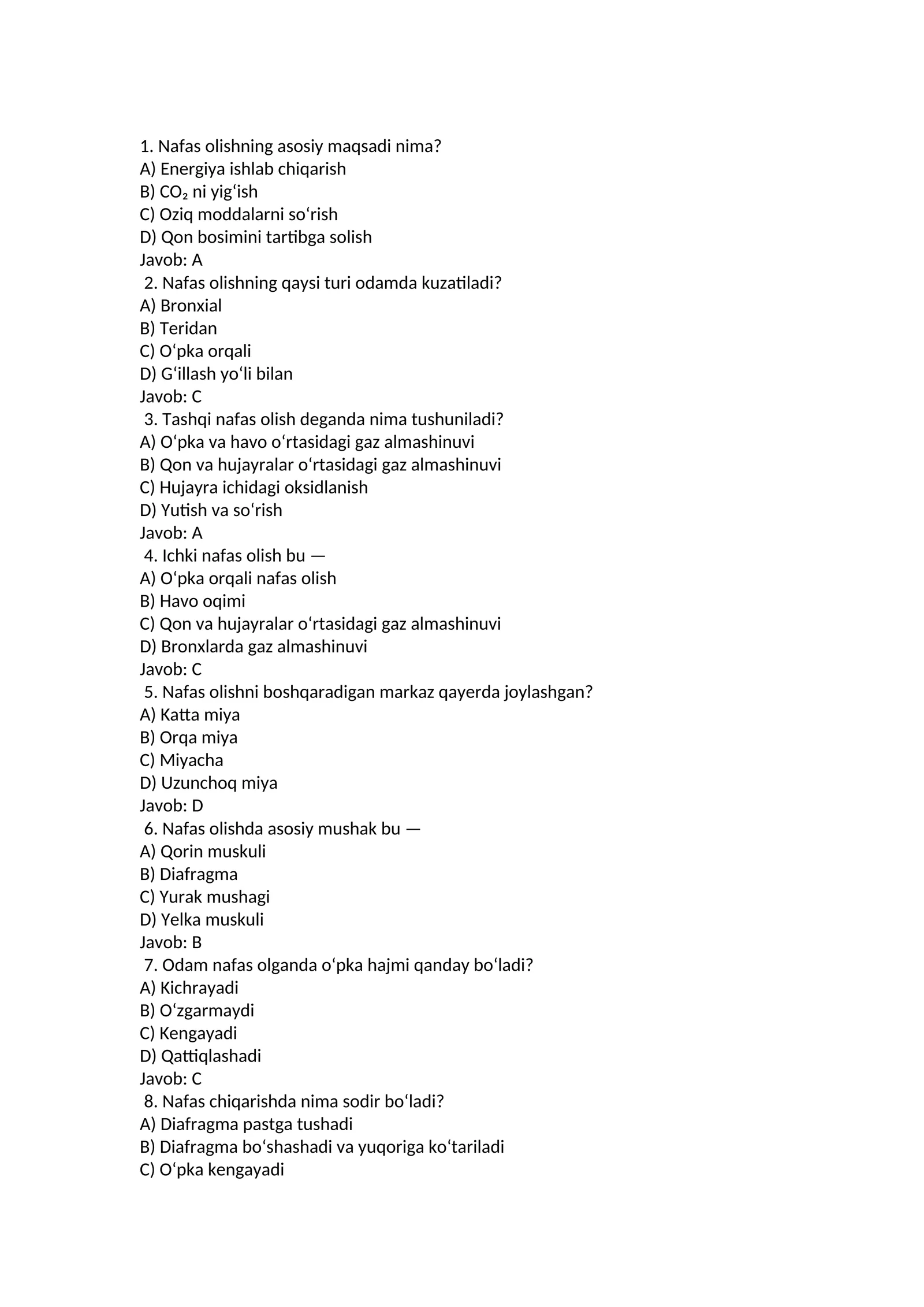 Nafas olish va uni boshqarish