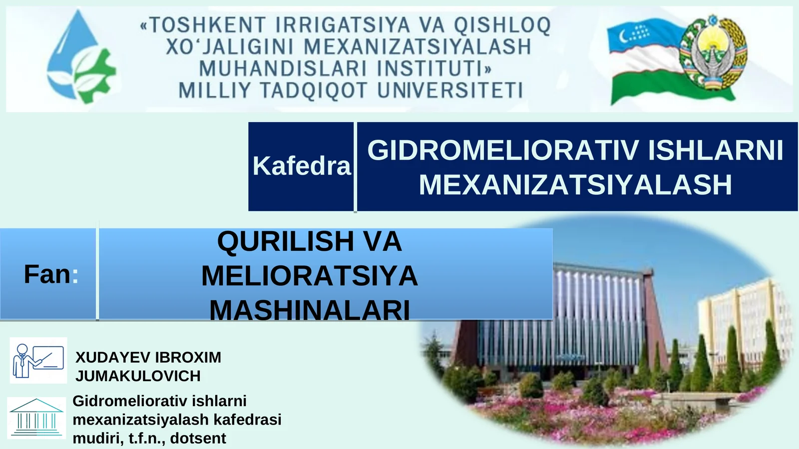 GIDROMELIORATIV ISHLARNI MEXANIZATSIYALASH