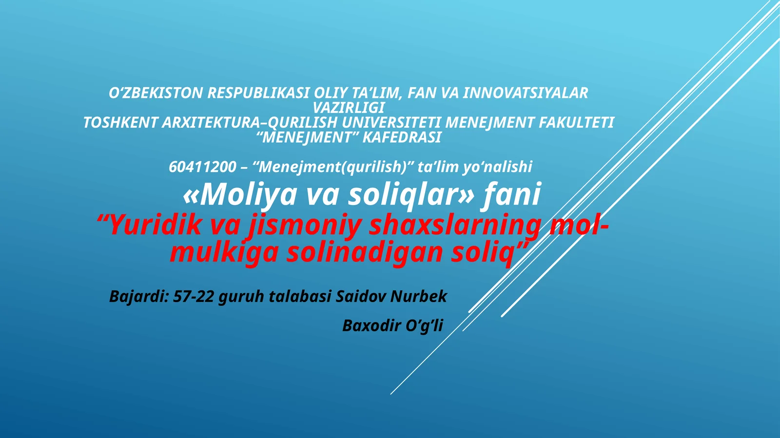 Yuridik va jismoniy shaxslarning mol-mulkiga solinadigan soliq