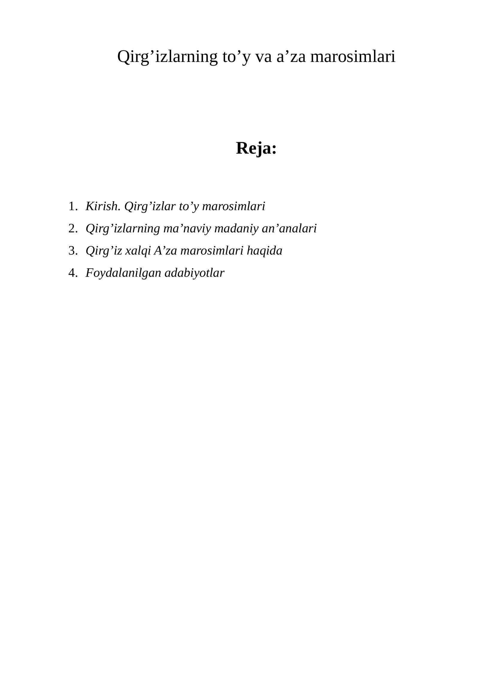 Qirg'izlarning to'y va a'za marosimlari