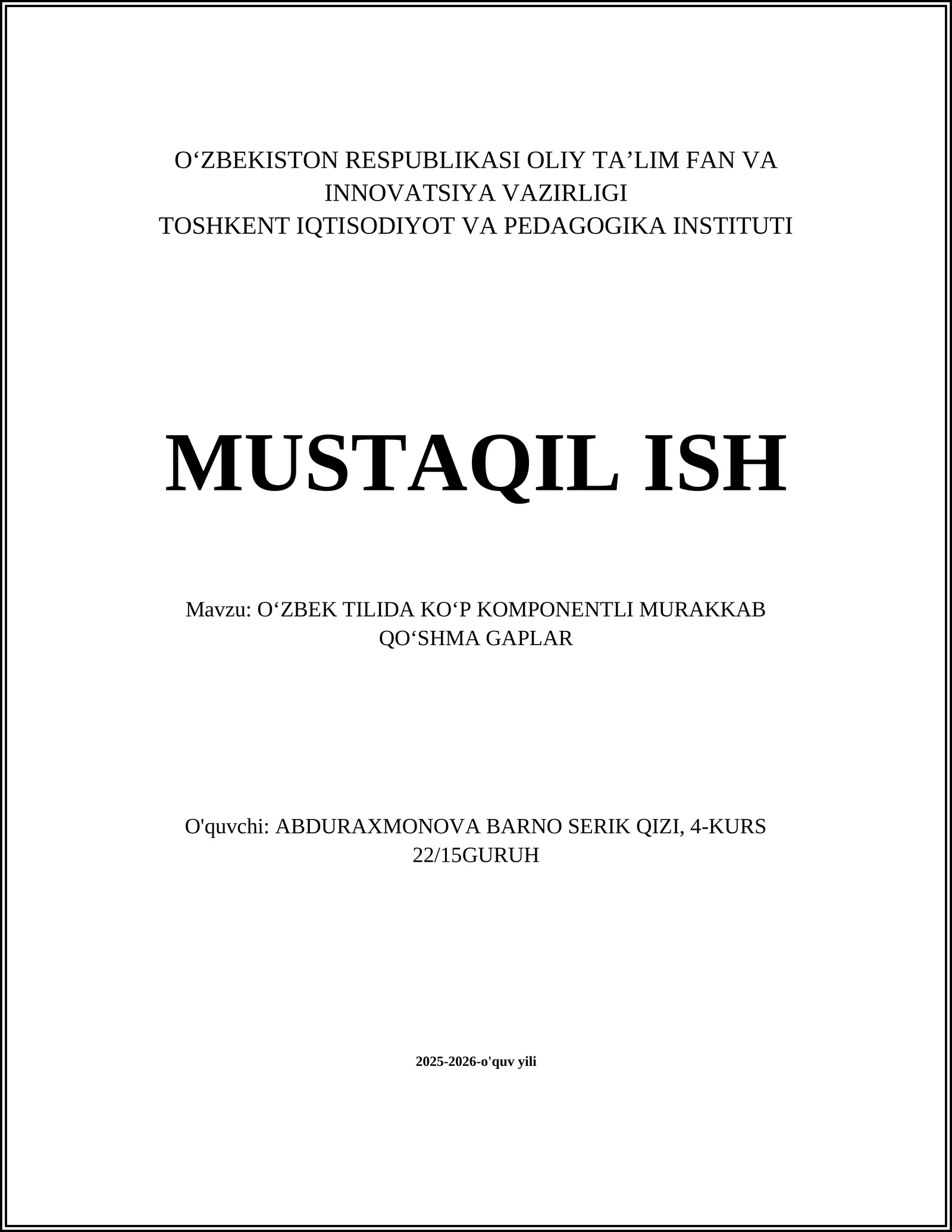 Koʻp komponentli murakkab qoʻshma gaplar