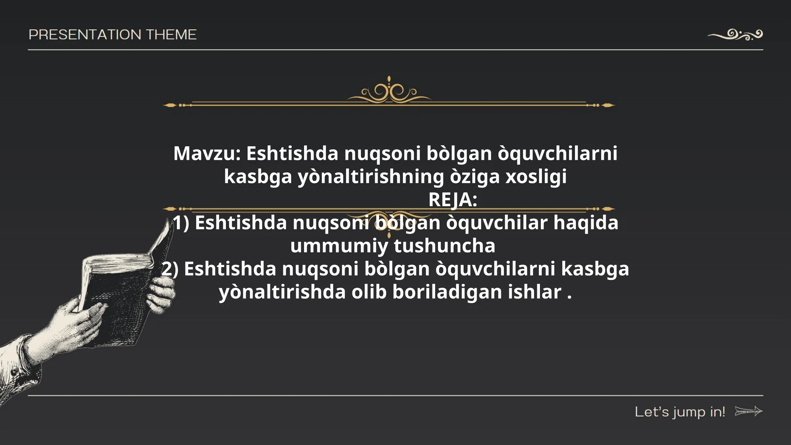 Eshtishda nuqsoni bòlgan òquvchilarni kasbga yònaltirishning òziga xosligi