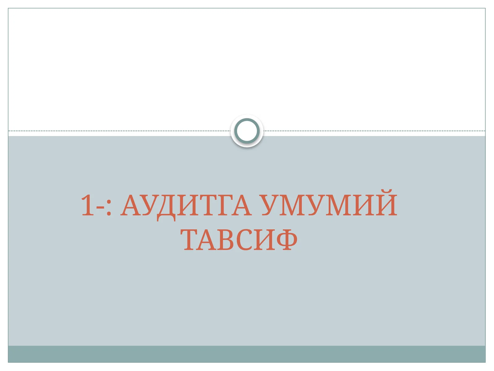 АУДИТГА УМУМИЙ ТАВСИФ