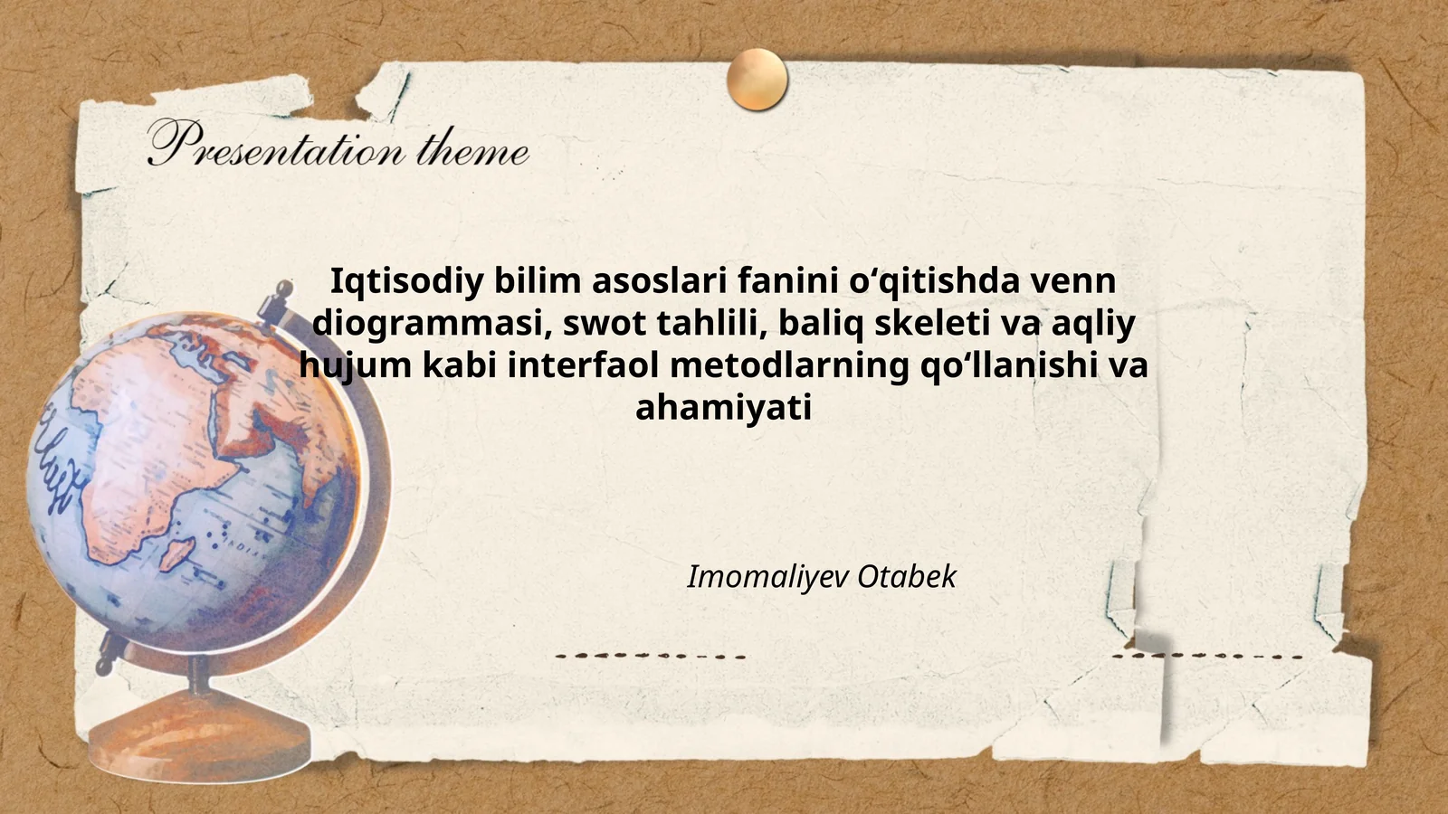 Iqtisodiy bilim asoslari fanini oʻqitishda venn diogrammasi, swot tahlili, baliq skeleti va aqliy hujum kabi interfaol metodlarning qoʻllanishi va ahamiyati