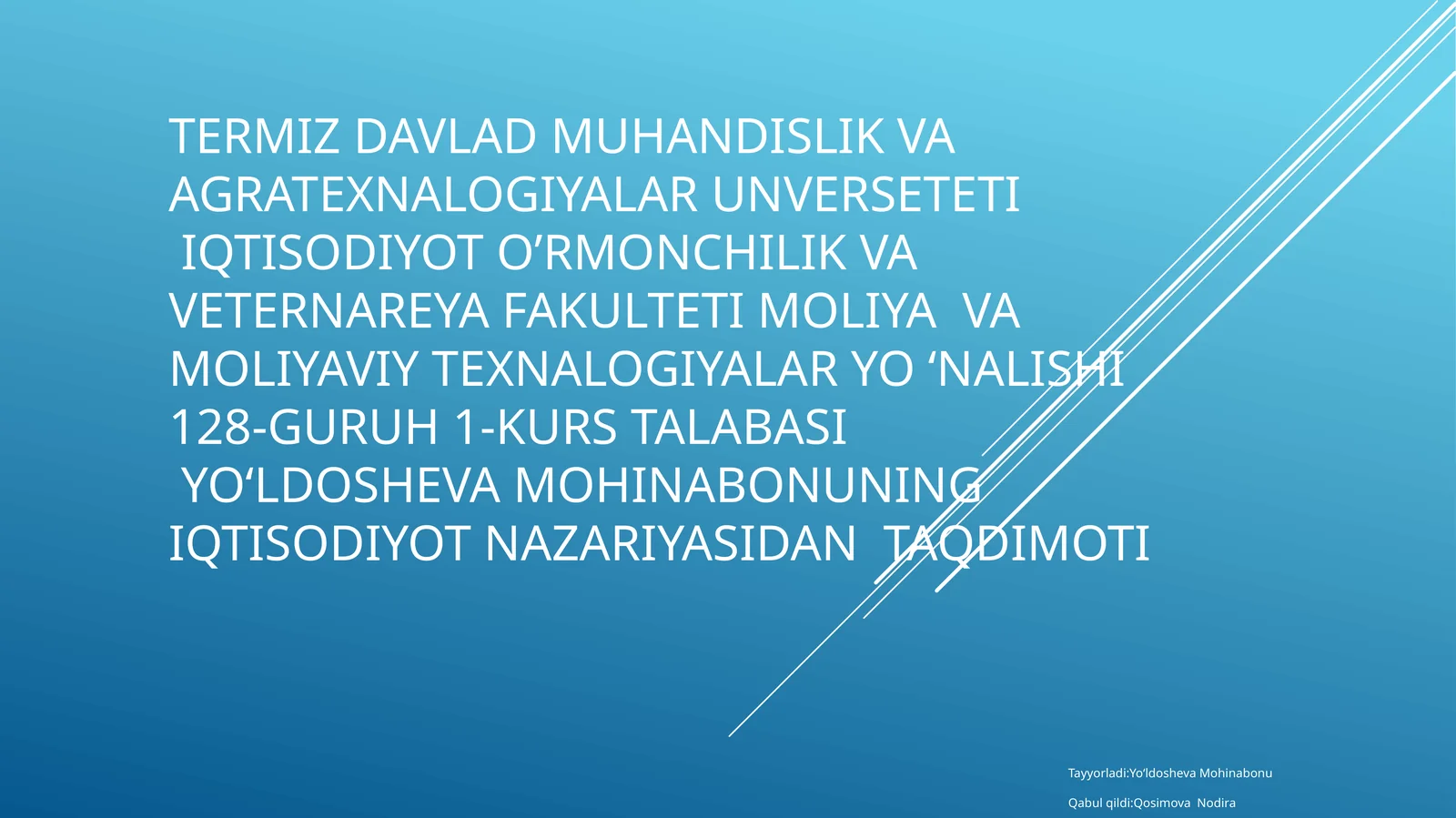 Iqtisodiyot nazariyasidan taqdimot