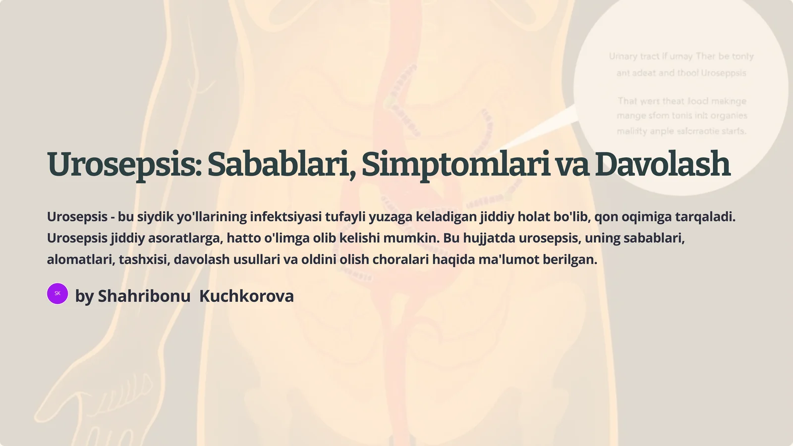 Urosepsis: Sabablari, Simptomlari va Davolash