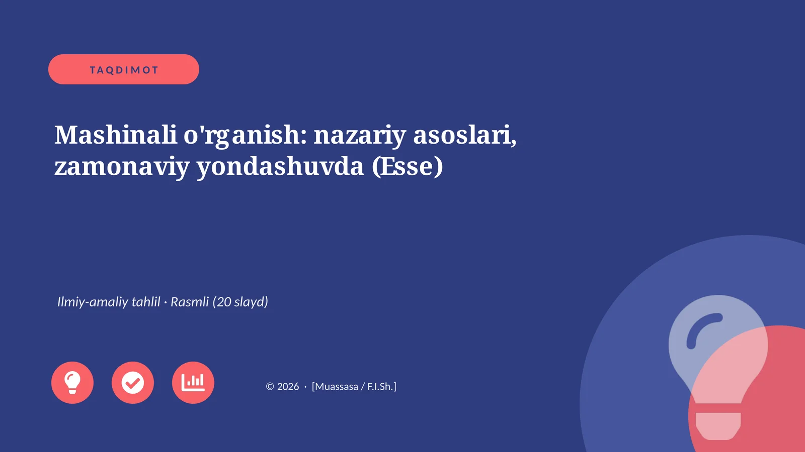 Mashinali O'rganish: Nazariy Asoslari, Zamonaviy Yondashuvda (Esse)