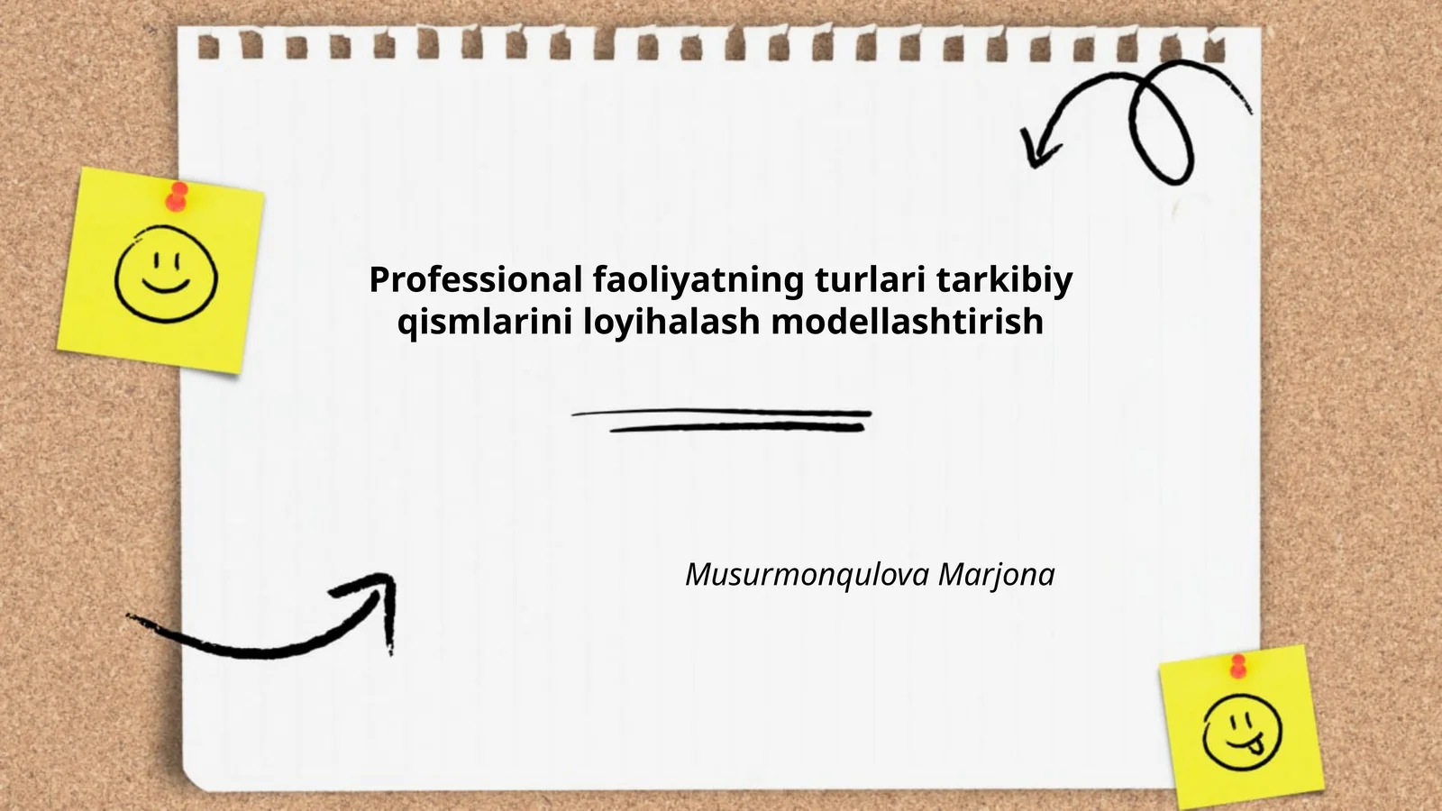 Professional faoliyatning turlari tarkibiy qismlarini loyihalash modellashtirish