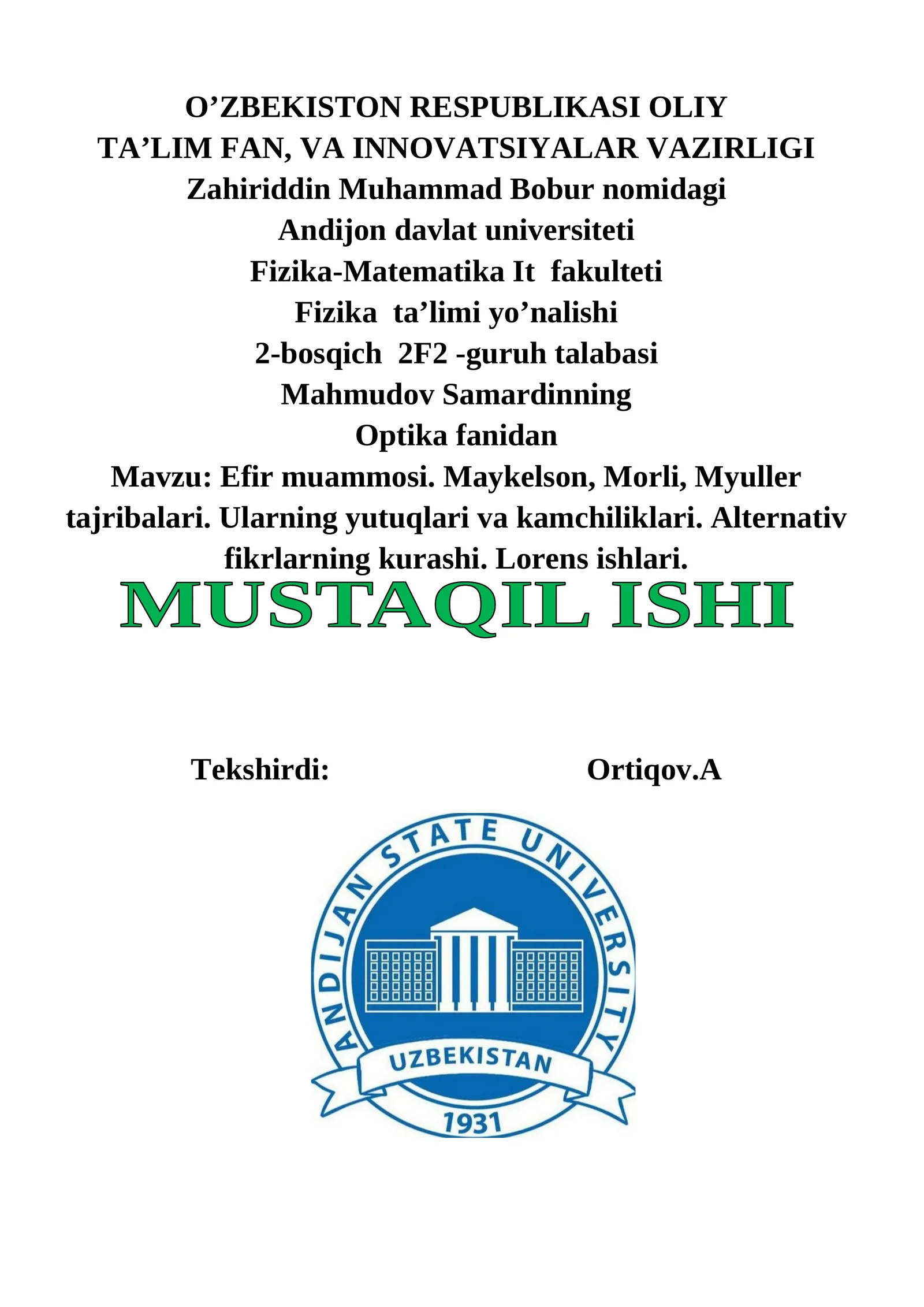 Efir muammosi