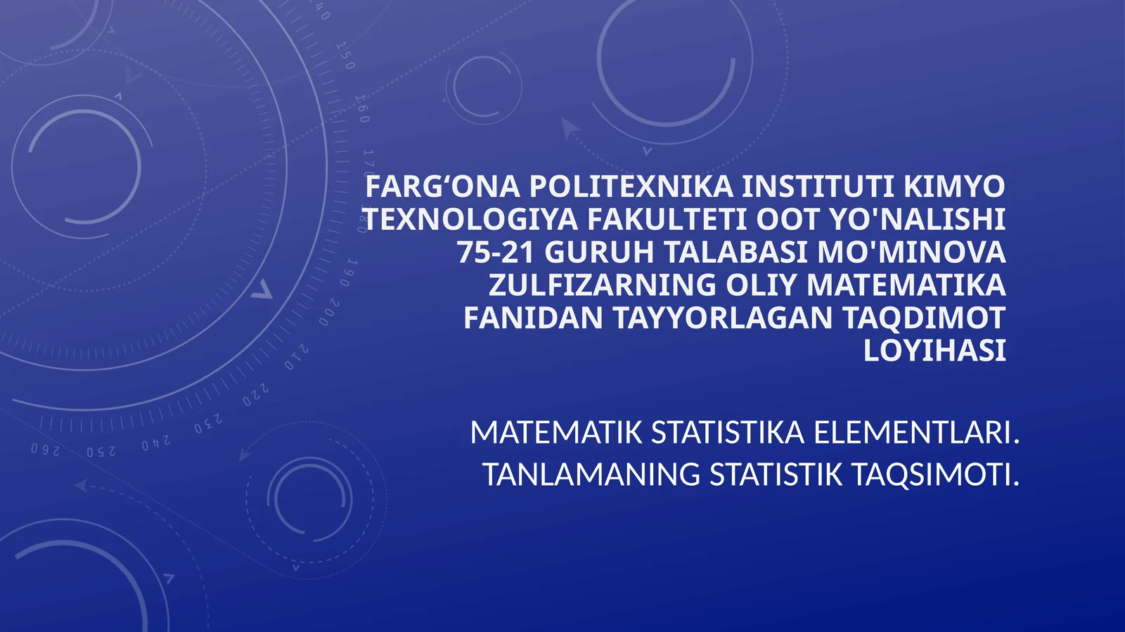 MATEMATIK STATISTIKAELEMENTLARI.TANLAMANINGSTATISTIKTAQSIMOTI