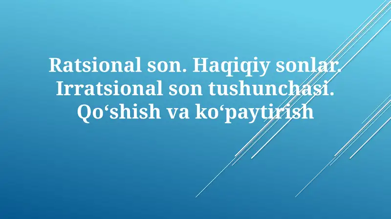 Ratsional va Irratsional Sonlar