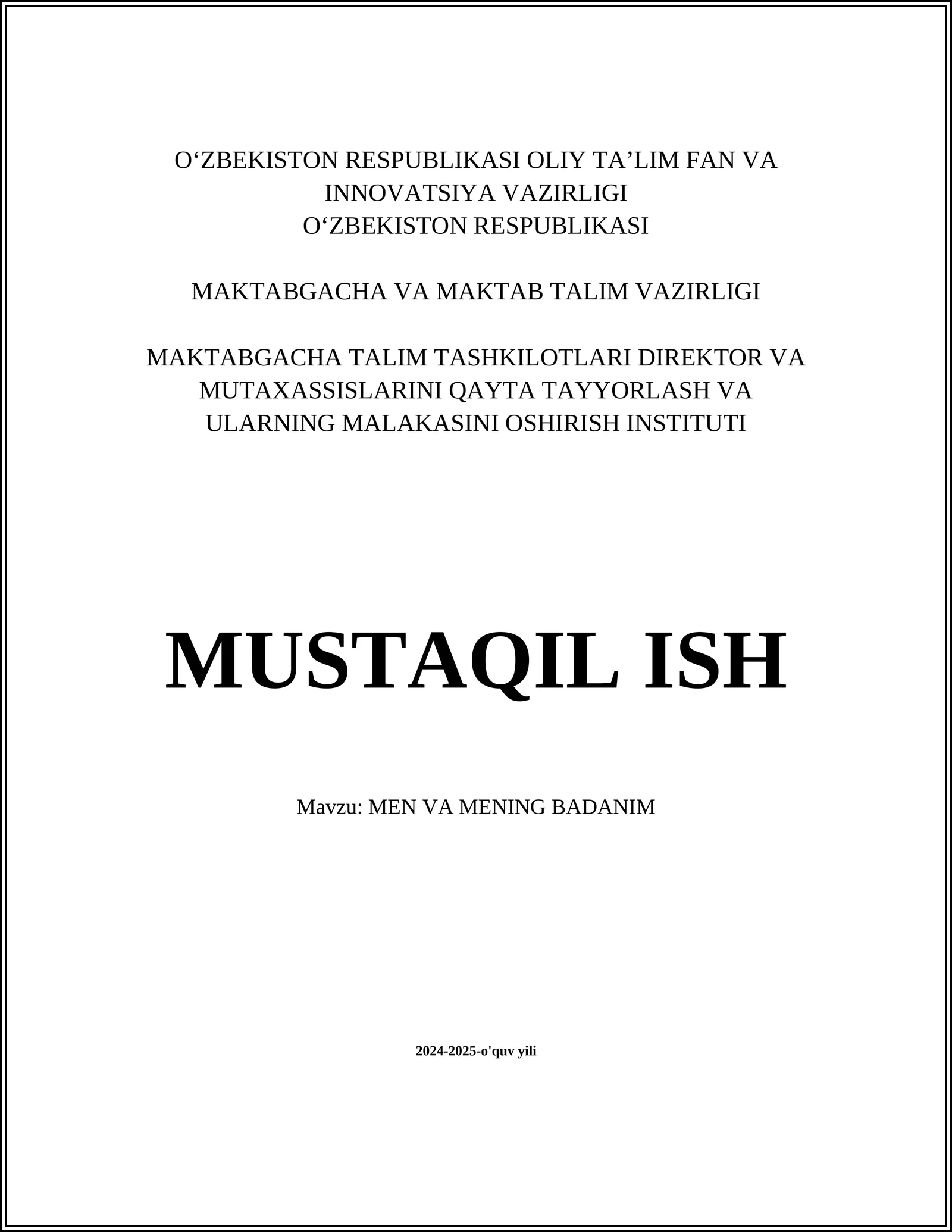 MEN VA MENING BADANIM