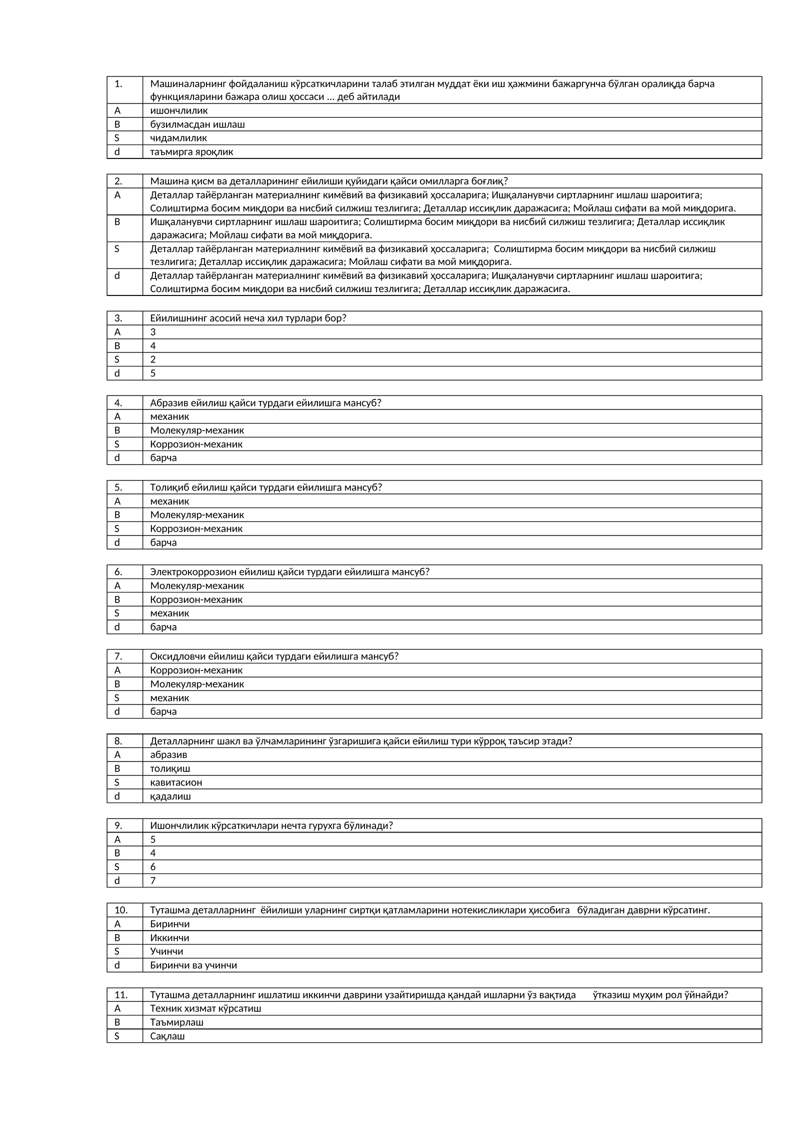 Машиналарнинг фойдаланиш кўрсаткичларини талаб этилган муддат ёки иш ҳажмини бажаргунча бўлган оралиқда барча функцияларини бажара олиш ҳоссаси... деб айтилади